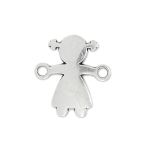 Spacer girl 2 rings  14x13mm Antique Silver Plating x1