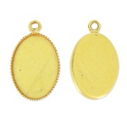 Pendant cabochon setting oval-shaped 14x10mm fine Gold plated x1|raw }}