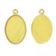 Pendant cabochon setting oval-shaped 14x10mm fine Gold plated x1