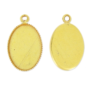 Pendant cabochon setting oval-shaped 14x10mm fine Gold plated x1