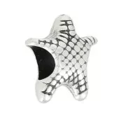Starfish slider bead for 5mm cord Antique Silver Plating x1