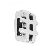 Hashtag slider bead for 5mm cord Antique Silver Plating tone x1