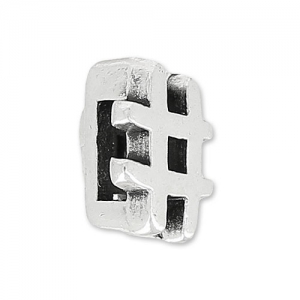 Hashtag slider bead for 5mm cord Antique Silver Plating tone x1