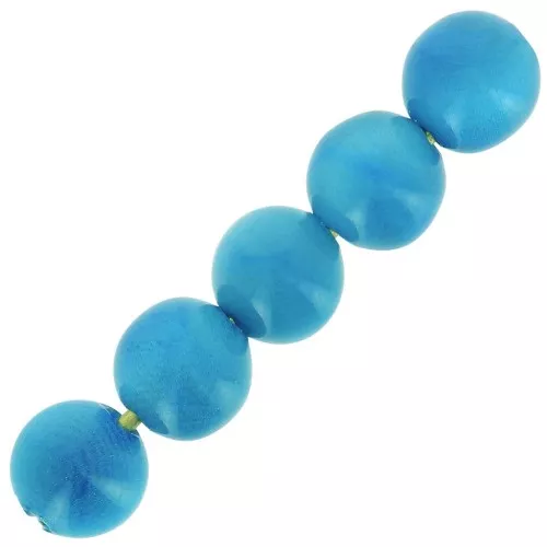 Tagua round beads 5 mm Turquoise x 8