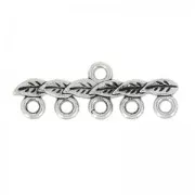 5 rows spacer leaf pattern 27x9 mm old silver tone x1