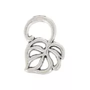 Pendant Philodendron Leaf 17x12 mm old silver tone x1