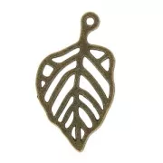Pendant Leaf 26x14.5 mm bronze x1