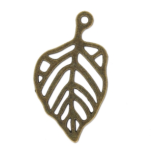 Pendant Leaf 26x14.5 mm bronze x1
