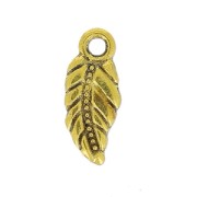 Pendant Leaf 17x7 mm old gold tone x1|raw }}