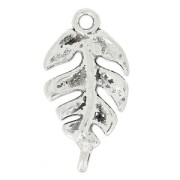 Philodendron Leaf spacer 2 loops 26x14 mm old silver tone x1