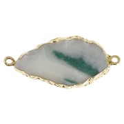 Spacer 2 rings Imitation Aigue Marine 45x20 mm Teal/doré|raw }}