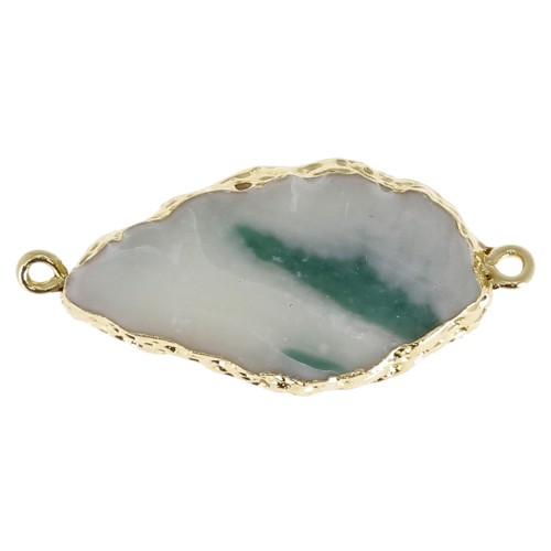 Spacer 2 rings Imitation Aigue Marine 45x20 mm Teal/doré