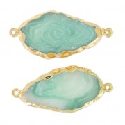 Spacer 2 rings Imitation Aigue Marine 45x20 mm Teal/doré