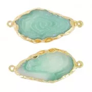 Spacer 2 rings Imitation Aigue Marine 45x20 mm Teal/doré