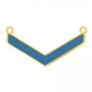 Spacer enameled herringbone 2 loops32 mm grey blue /fine Gold plated x1