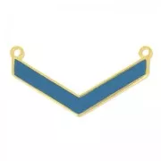 Spacer enameled herringbone 2 loops32 mm grey blue /fine Gold plated x1