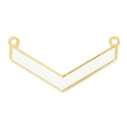 Spacer enameld herringbone 2 loops 32 mm white/fine Gold plated x1