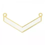 Spacer enameld herringbone 2 loops 32 mm white/fine Gold plated x1