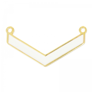 Spacer enameld herringbone 2 loops 32 mm white/fine Gold plated x1