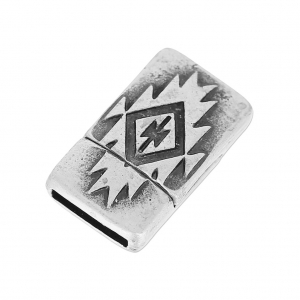 Magnetic clasp ethnic Pattern 22x13mm for 10mm Lace Fine Antique silver plating x1
