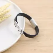 Magnetic clasp ethnic Pattern 22x13mm for 10mm Lace Fine Antique silver plating x1