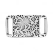 Spacer philodindron leaf for 10mm width band Fine Antique silver plating