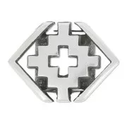 Slider with geometric Cross pattern 13x18 mm for 10mm Lace Fine Antique silver plating