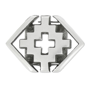 Slider with geometric Cross pattern 13x18 mm for 10mm Lace Fine Antique silver plating