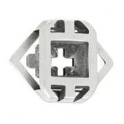 Slider with geometric Cross pattern 13x18 mm for 10mm Lace Fine Antique silver plating
