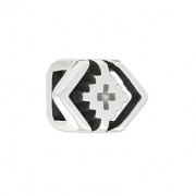 Slider with geometric Cross pattern 7x11 mm pour lacet 5 mm Fine Antique silver plating|raw }}