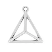 Triangle 3D charm 17mm Fine Antique silver plating x1