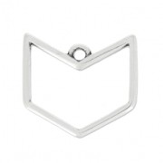 Hollow herringbone charm 14.5mm Fine Antique silver plating x1