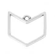 Hollow herringbone charm 14.5mm Fine Antique silver plating x1