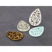 Drop spacer 3 holes pearly for earrings 40 mm Grey x1