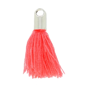 Tassel imitation cotton 15-20 mm Coral Fluo/rhodium