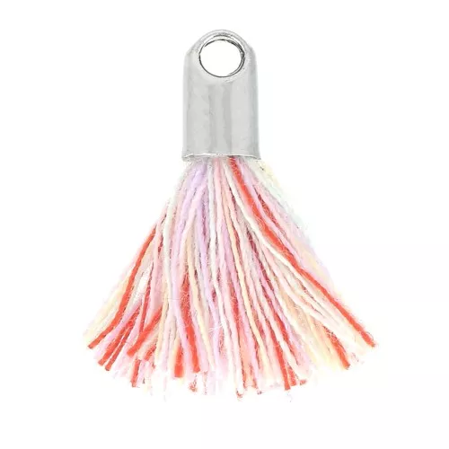 Tassel imitation cotton 15-20 mm Multicolore Pastel/rhodium