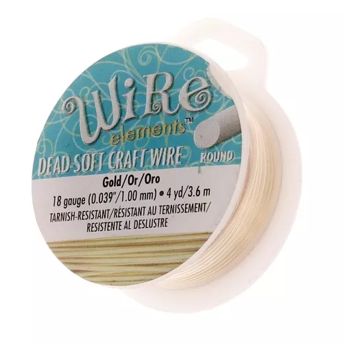 flexible Copper Craft Wire 1,02mm gold tone plated anti-tarnish x 3,65m