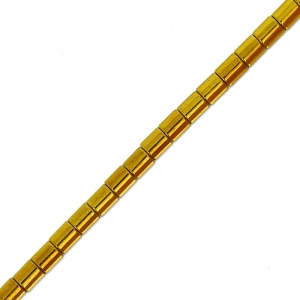 Mini imitation Hematite Seed beads tubes 2.2x2mm Golden x40cm