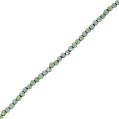 Mini imitation Hematite faceted beads 2mm Light Green Metallic x38cm