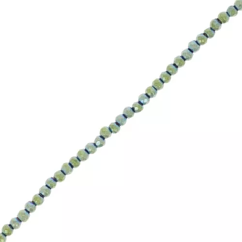 Mini imitation Hematite faceted beads 2mm Light Green Metallic x38cm