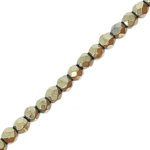 Mini imitation Hematite faceted beads 2mm Light Gold x40cm