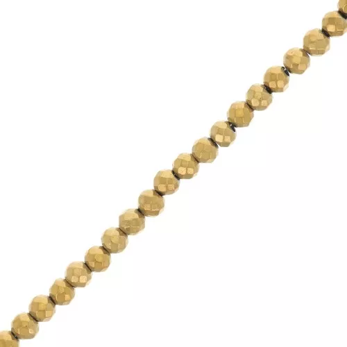 Mini imitation Hematite faceted beads 2mm Golden x40cm