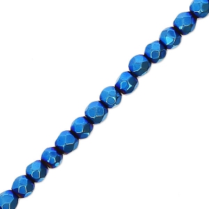 Mini imitation Hematite faceted beads 2mm Blue Metallic x40cm