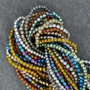 Mini imitation Hematite faceted beads 2mm Light Copper Mat x40cm