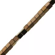 Mini-beads imitation hematite cubes 2.2mm Light Copper x40cm