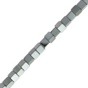 Mini-beads imitation hematite cubes 2.2mm Jet Hematite x40cm