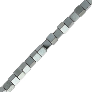 Mini-beads imitation hematite cubes 2.2mm Jet Hematite x40cm