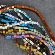 Mini-beads imitation hematite cubes 2.2mm Jet Hematite x40cm