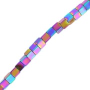 Mini-beads imitation hematite cubes 2.2mm Iris  x40cm|raw }}
