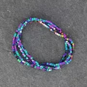 Mini-beads imitation hematite cubes 1.4mm Iris x40cm